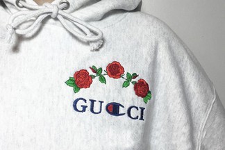 Gucci Champion Rose Embroidery Hoodie by Ava Nirui