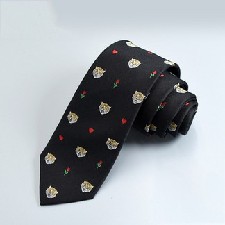 Gucci Tiger Heart Rose Silk Tie