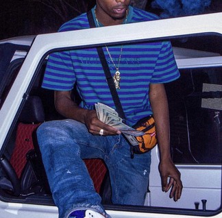 Guess x ASAP Rocky Purple & Green Striped T-Shirt