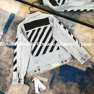 Off-White Blue Denim Jacket w/ Black Diagonals
