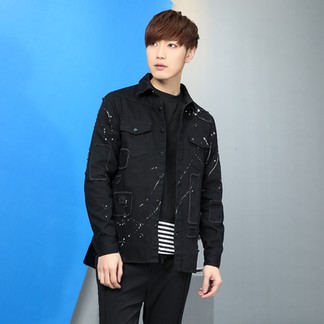 Off-White Paint Splash Black Denim Jacket