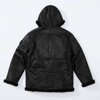 Stone Island Leather Jacket w/ Fur